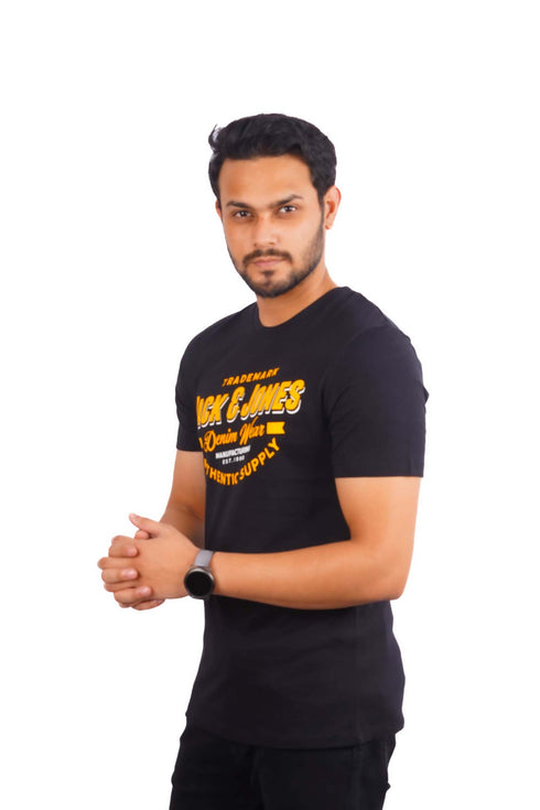 JACK & JONES HOMME LOGO NOIR  T-SHIRT | BLACK